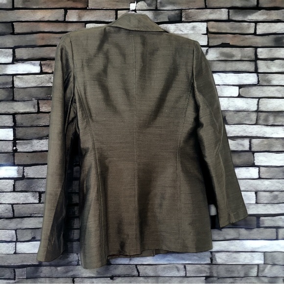 VTG Fabulous Annie Reva 2 pc skirt suit Olive green Made in Canada Silk blend - Picture 5 of 13